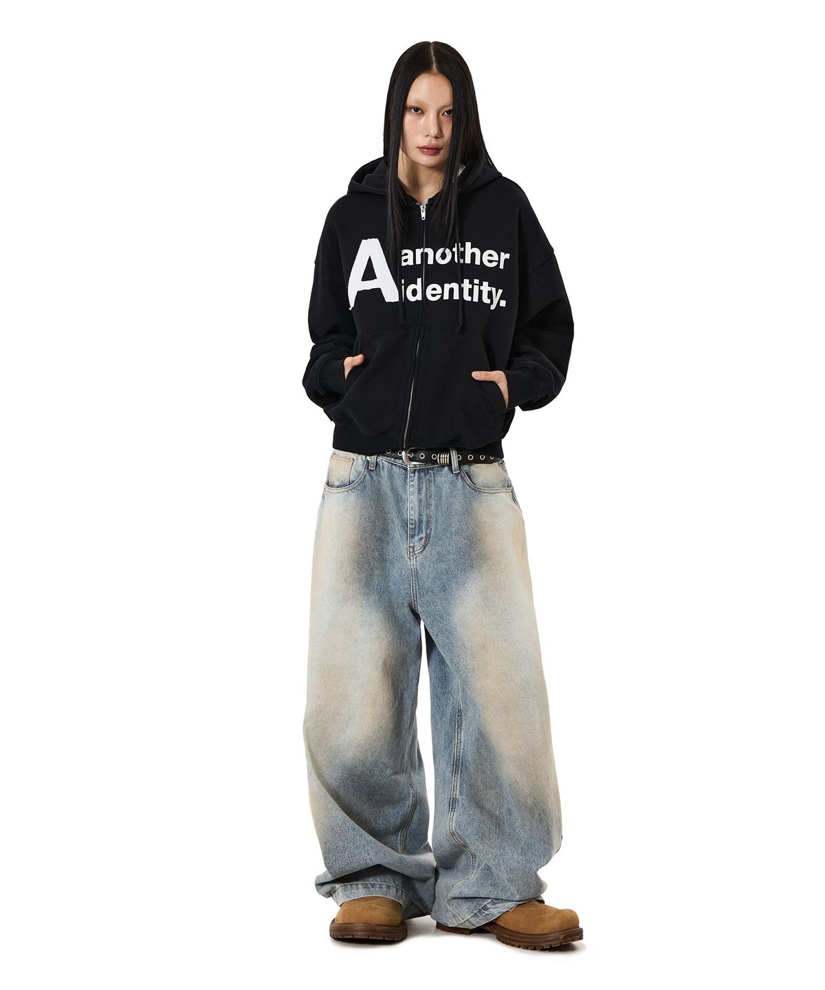오픈야드(오와이)(OPENYARD(OY)) A IDENTITY HOODIE ZIP UP - BLACK
