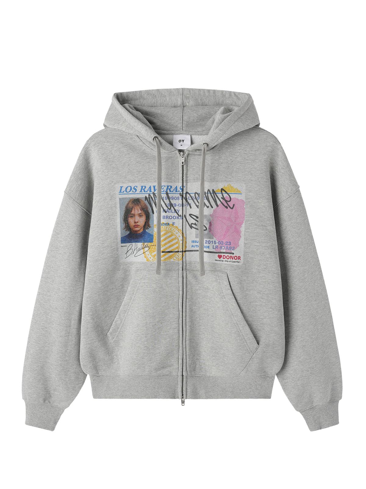 오픈야드(오와이)(OPENYARD(OY)) FAKE LICENSE HOODIE ZIP UP - MELANGE