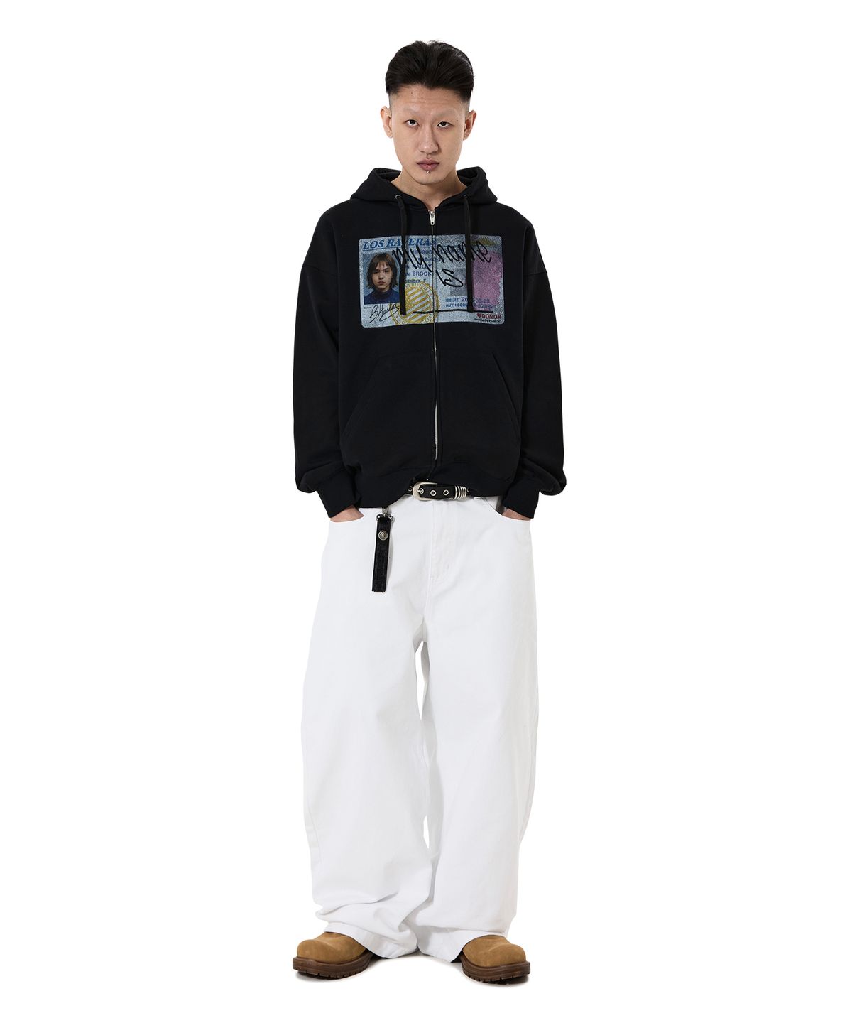 오픈야드(오와이)(OPENYARD(OY)) FAKE LICENSE HOODIE ZIP UP - BLACK