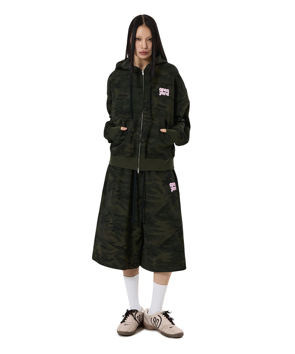 오픈야드(오와이)(OPENYARD(OY)) PUFF LOGO HOODIE ZIP UP - CAMO