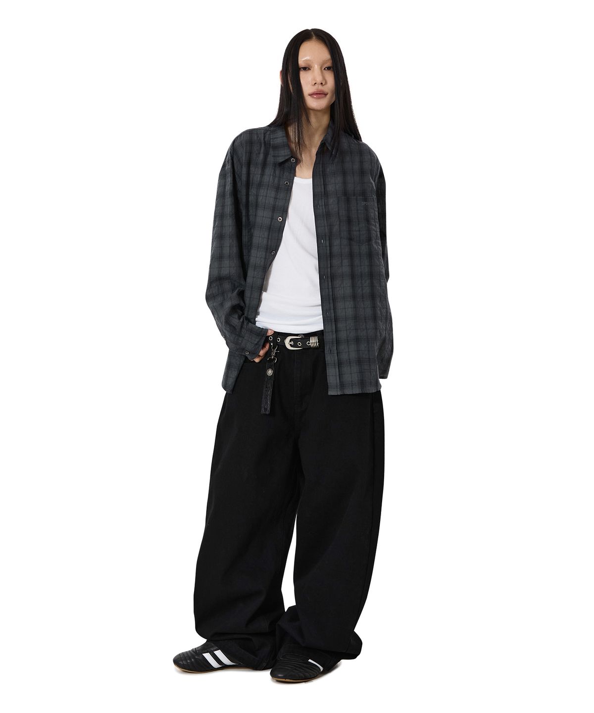 오픈야드(오와이)(OPENYARD(OY)) SHADOW CHECK SHIRT - CHARCOAL