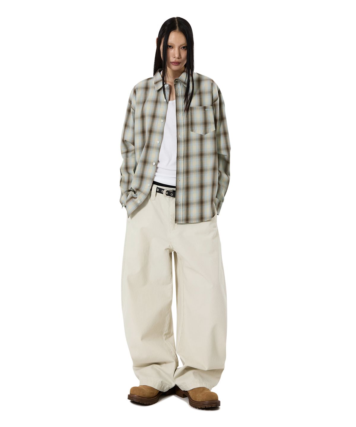 오픈야드(오와이)(OPENYARD(OY)) FADEOUT CHECK SHIRT - BEIGE