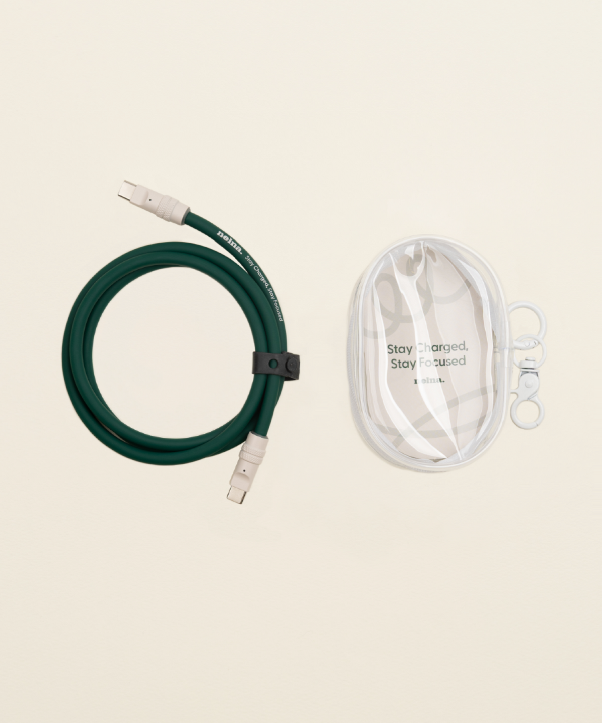 낼나(NELNA) 초고속 충전 1M 데일리 케이블 - 240W PD C to C 480Mbps 데이터 전송 (+전용 투명 파우치)