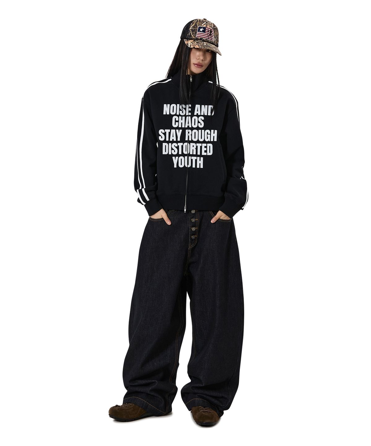 오픈야드(오와이)(OPENYARD(OY)) NOISE CHAOS TRACK JACKET - BLACK