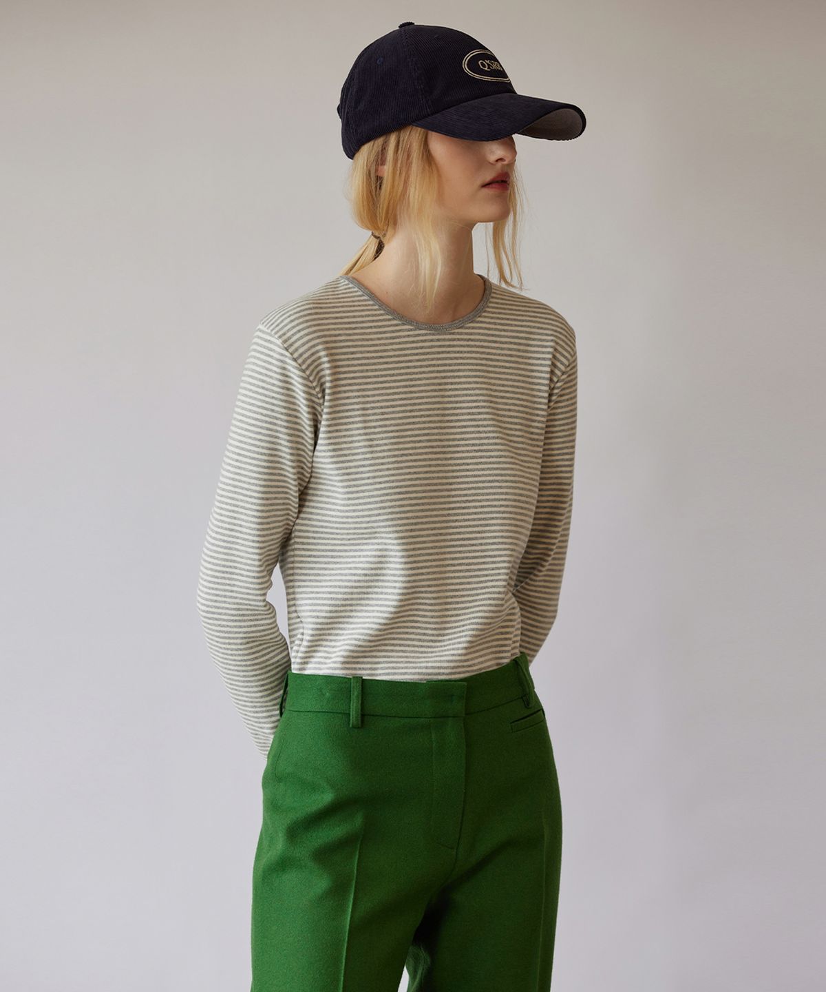 퀸스래빗(Q'SRB) Snug Stripe Cotton T Shirt