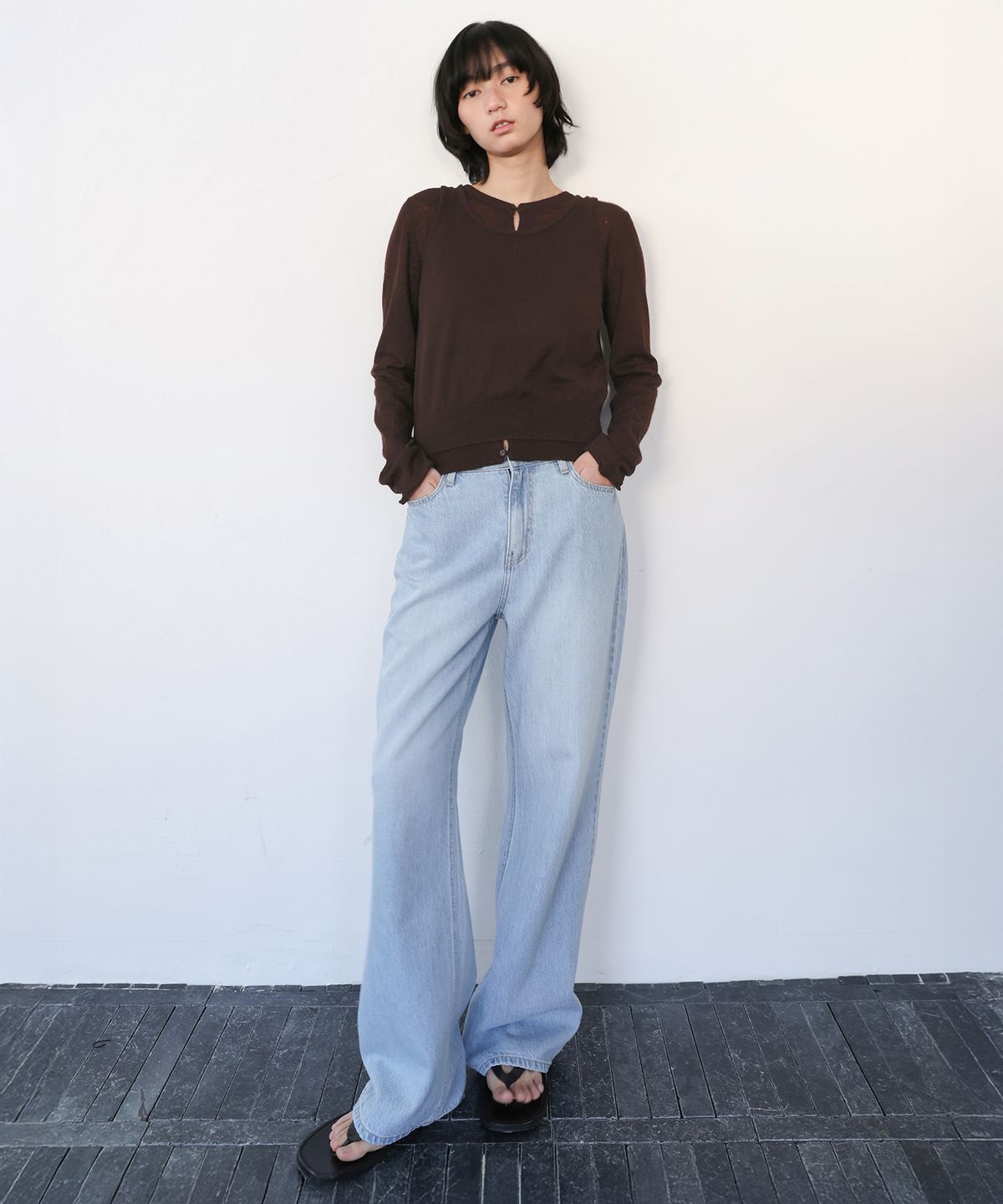 르바(LEVAR) Layered Knit Cardigan Set - Espresso Brown