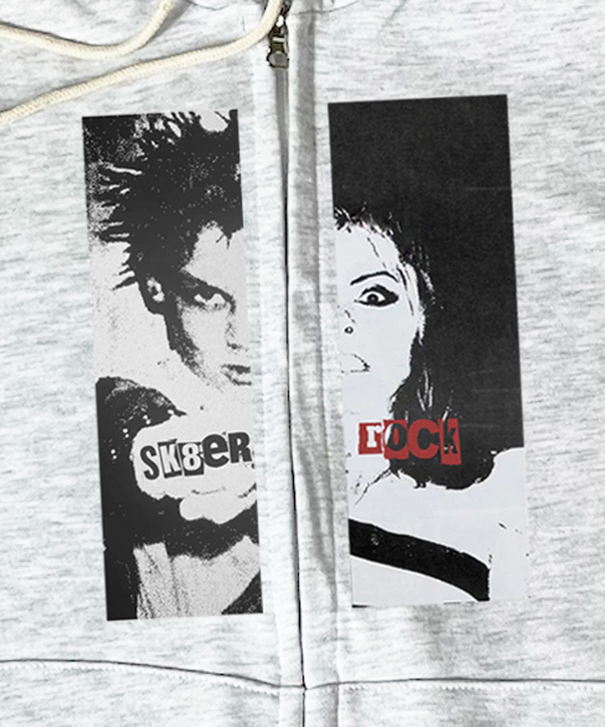 스케이터락(SK8ER ROCK) Boy Or Girl Sweat Hood Zip-Up ((white melange))