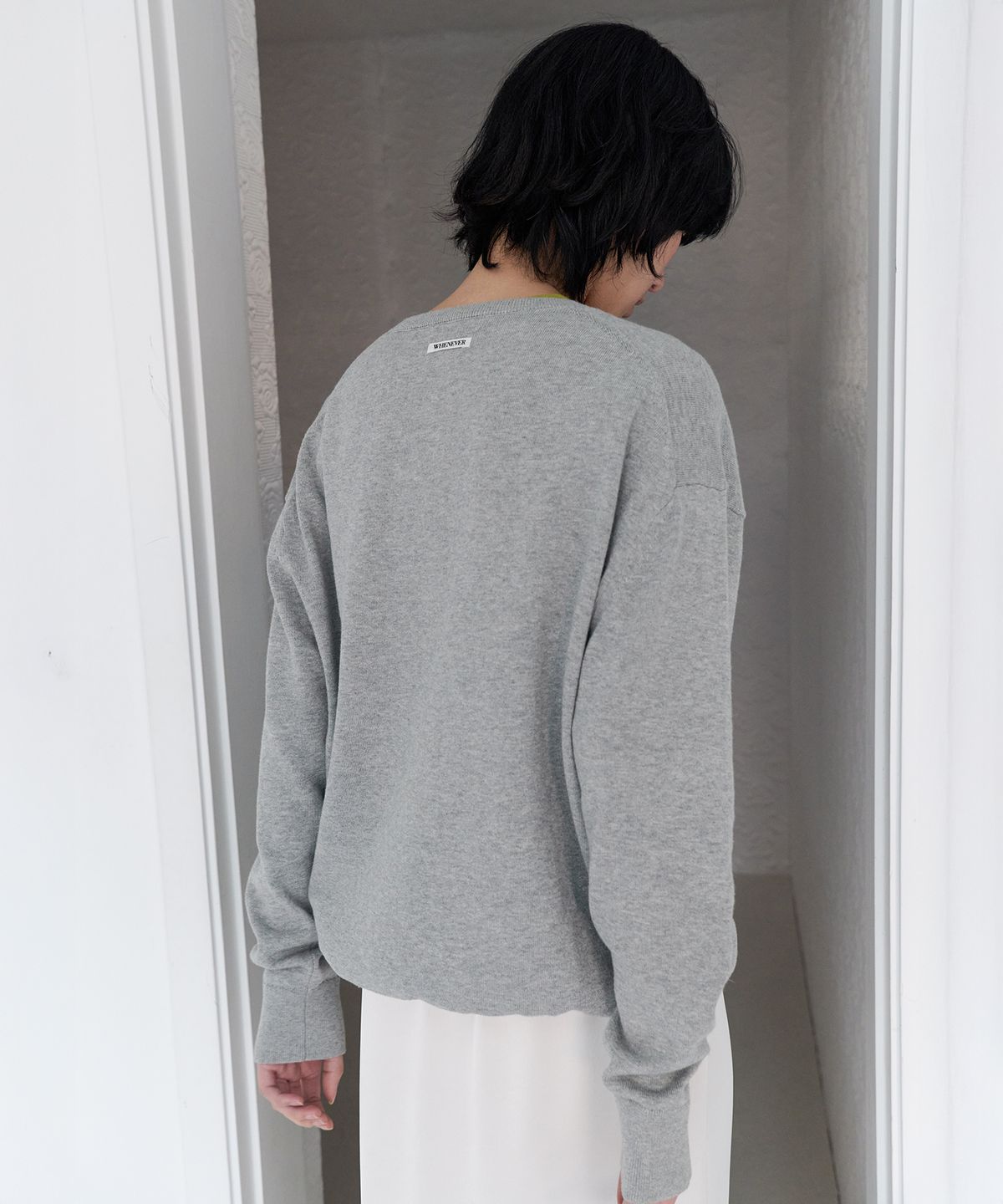 르바(LEVAR) All-day Cotton V-neck Knit - Melange Grey