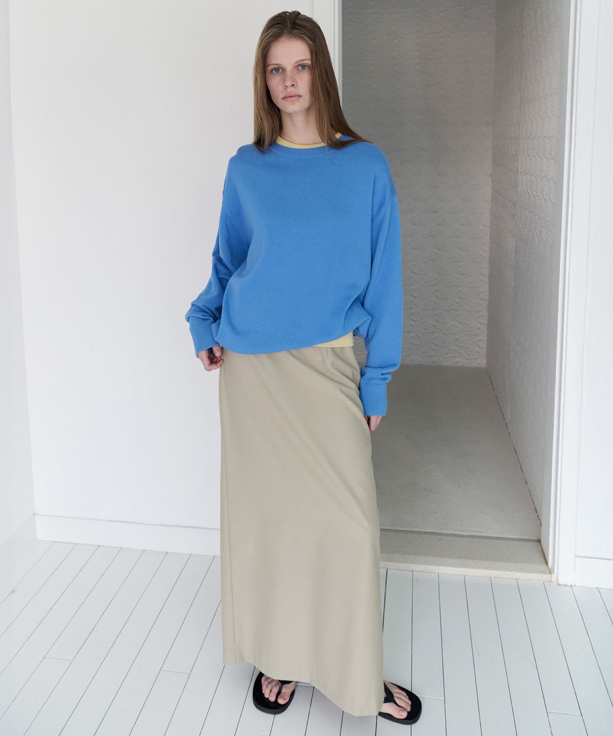 르바(LEVAR) All-day Cotton Round Knit - Harbor Blue