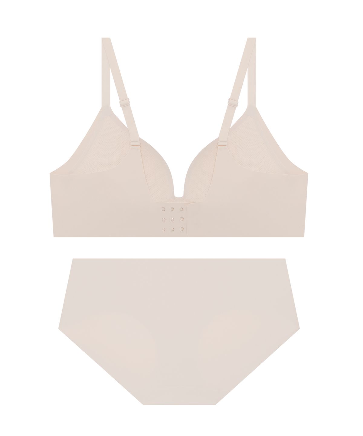 게스언더웨어(GUESS UNDERWEAR) 더블 윙 프리컷 브라 팬티 세트 - 베이지