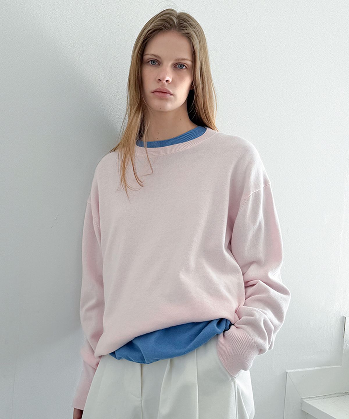 르바(LEVAR) All-day Cotton Round Knit - Blush Pink
