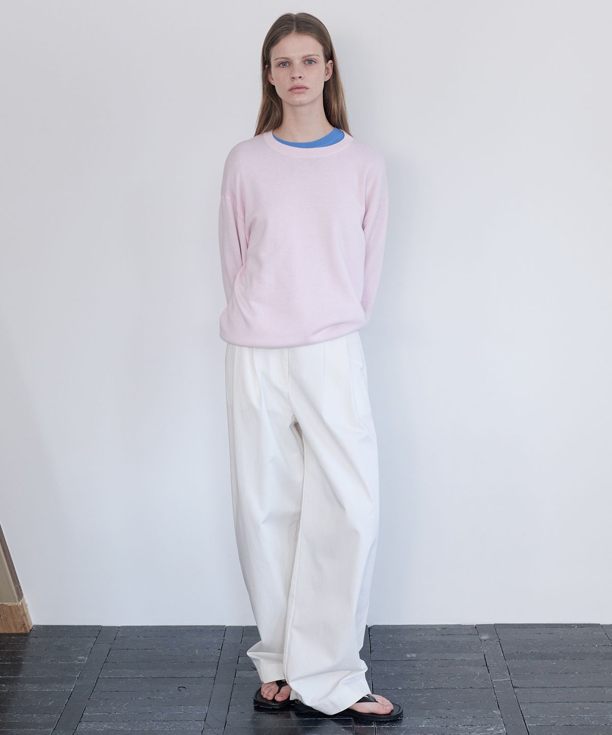 르바(LEVAR) All-day Cotton Round Knit - Blush Pink