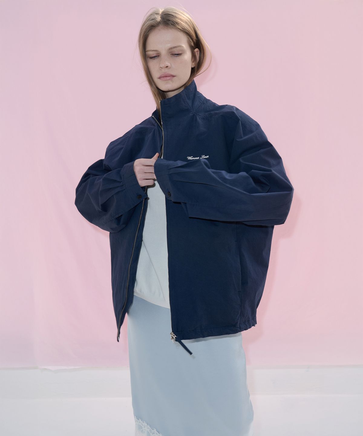 르바(LEVAR) Ground Raglan Zip-up Jumper - Blueberry Navy