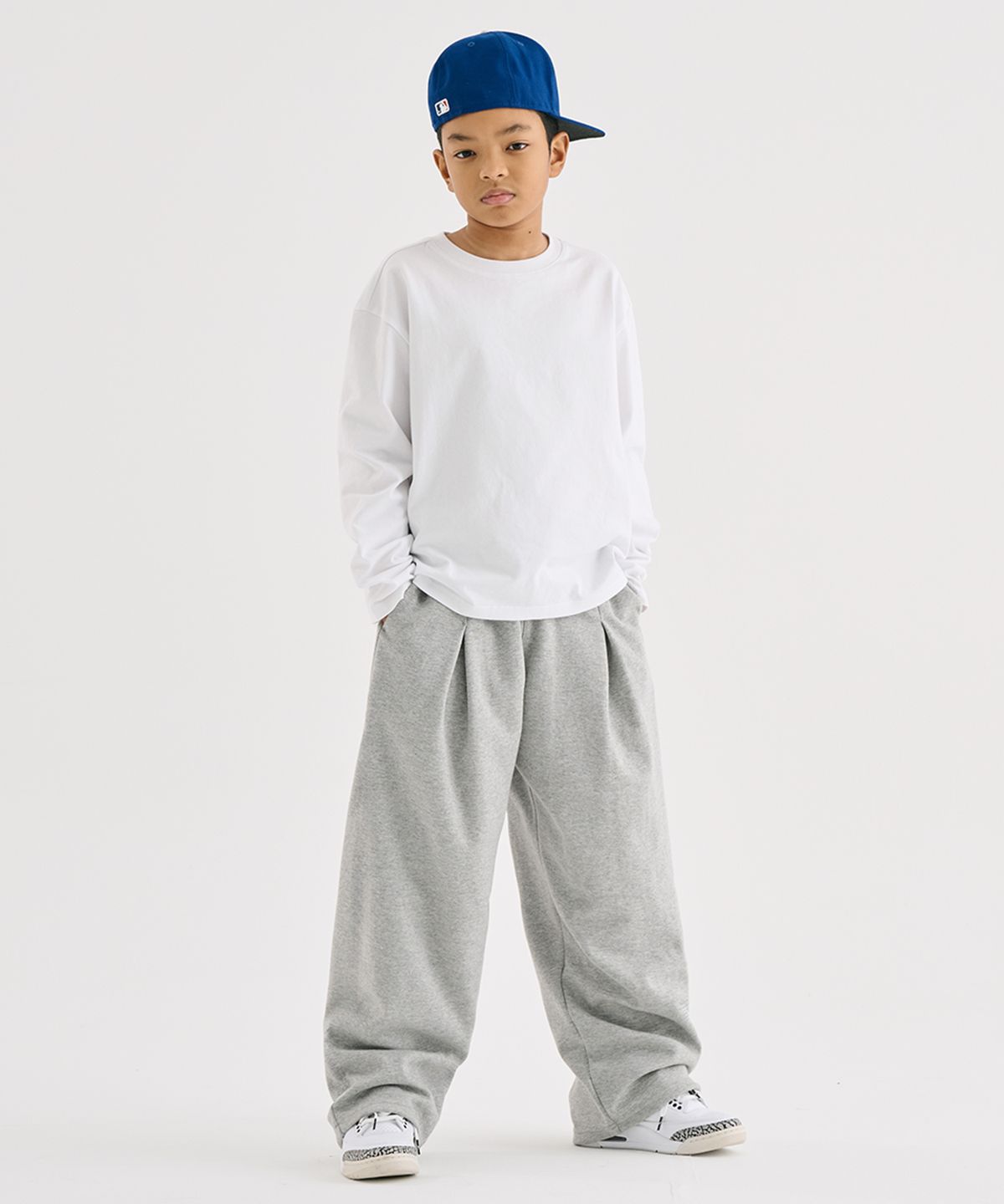 테이크이지 키즈(TAKEASY KIDS) 에센셜 와이드 스웻팬츠 (멜란지그레이)