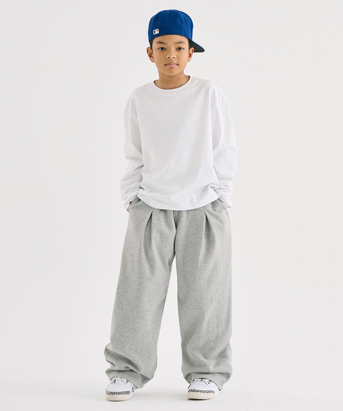 테이크이지 키즈(TAKEASY KIDS) 에센셜 와이드 스웻팬츠 (멜란지그레이)