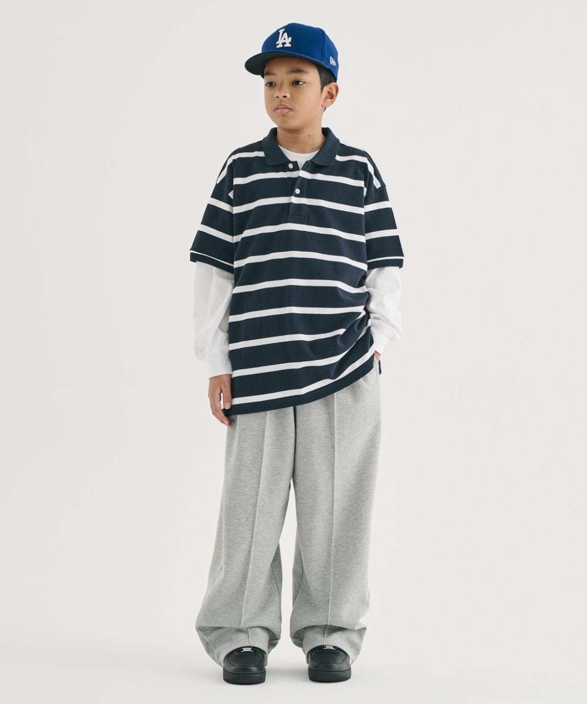 테이크이지 키즈(TAKEASY KIDS) 핀턱 와이드 스웻팬츠 (멜란지그레이)