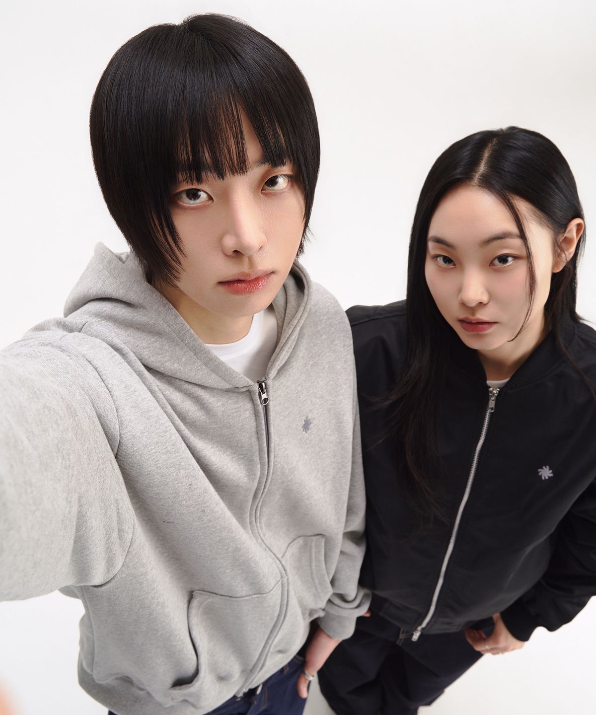슬로우 레코드 하우스(SLOW RECORD HOUSE) 크롭 후드 집업_그레이