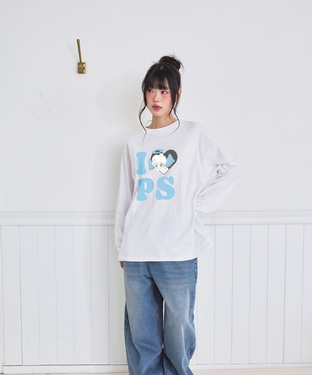 페이지시시(PAGESIISII) 러브 시시 프린트 오버핏 롱슬리브 [2color]