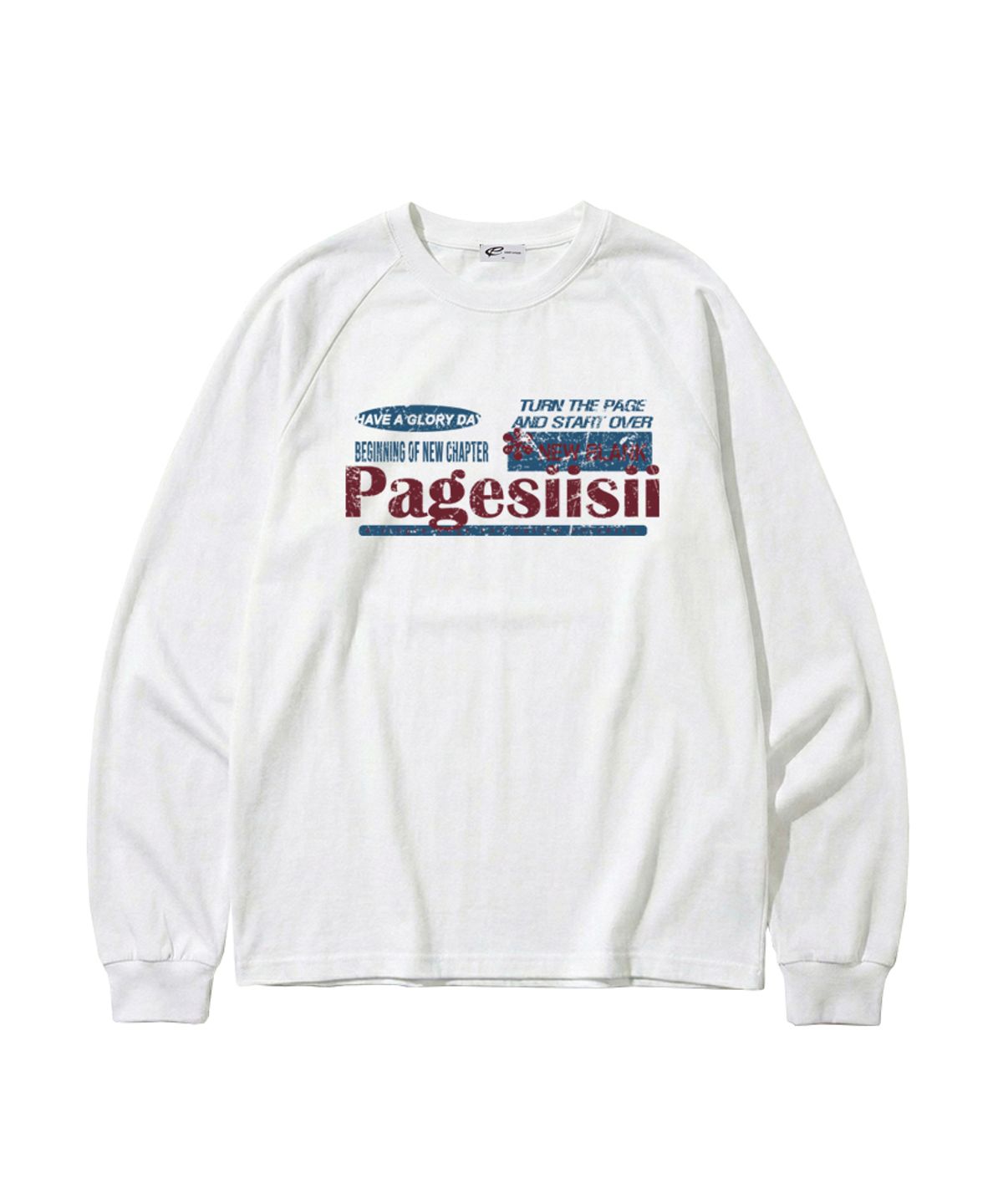 페이지시시(PAGESIISII) 빈티지블랭크 프린트 오버핏 롱슬리브 화이트