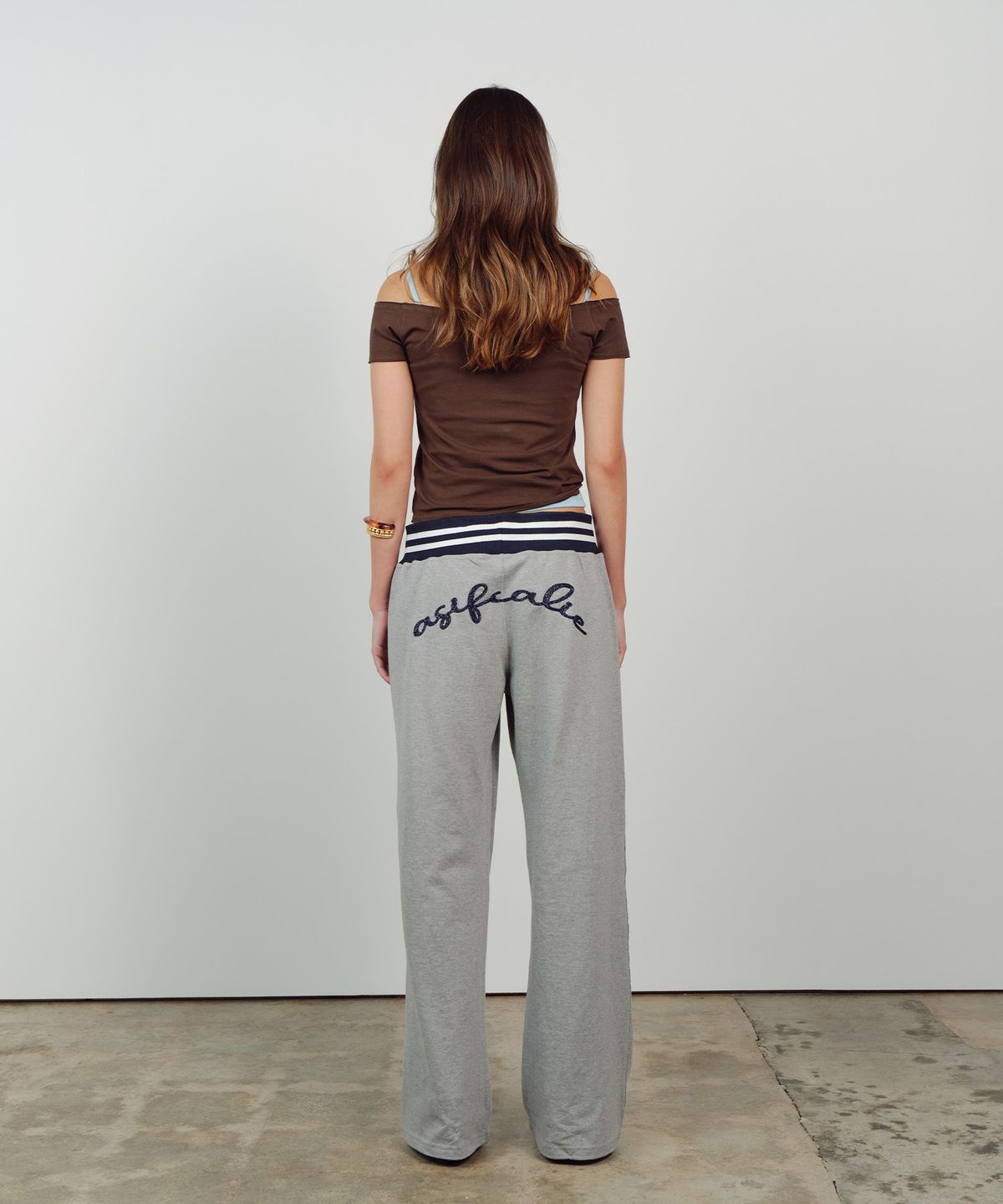 에즈이프 캘리(ASIF CALIE) CONTRAST RIB WAIST SWEAT PANTS MELANGEGRAY