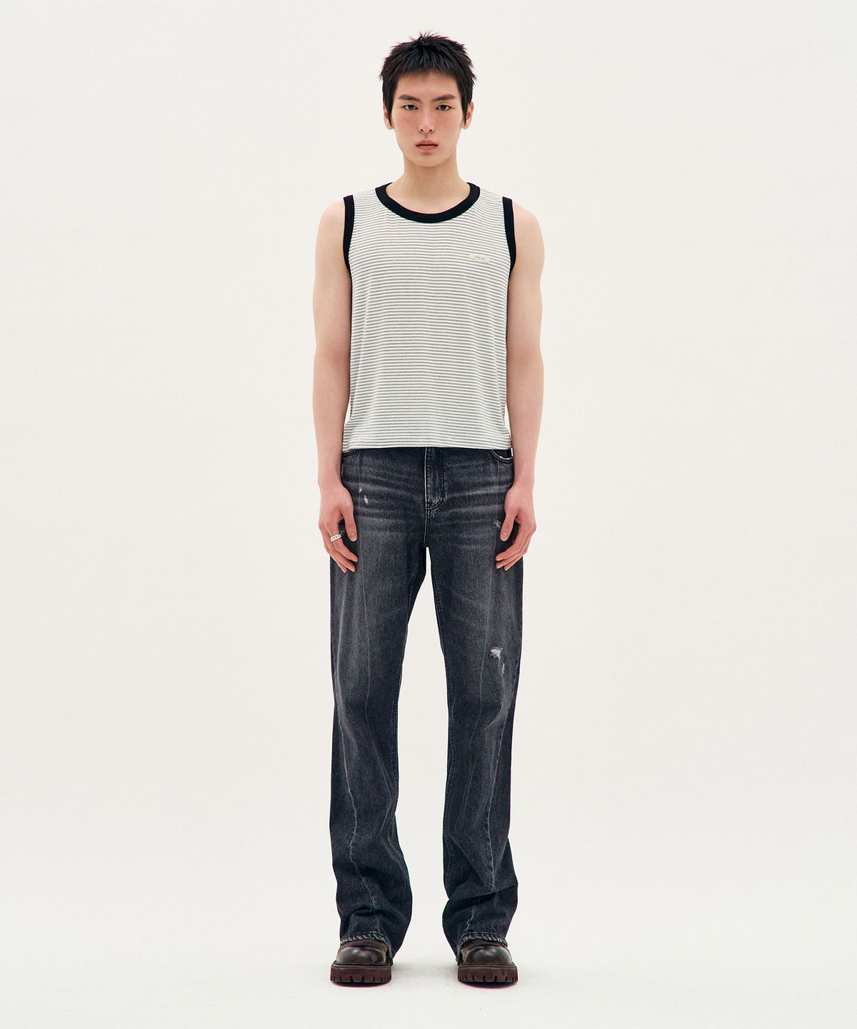 프로세스(PROCESS) Airy Stripe Sleeveless - Black&White