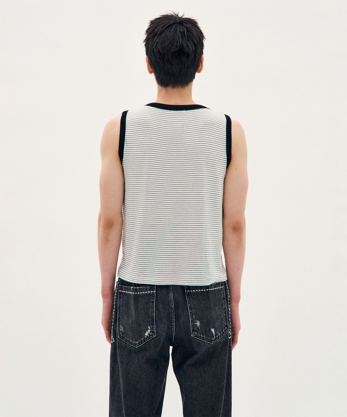 프로세스(PROCESS) Airy Stripe Sleeveless - Black&White