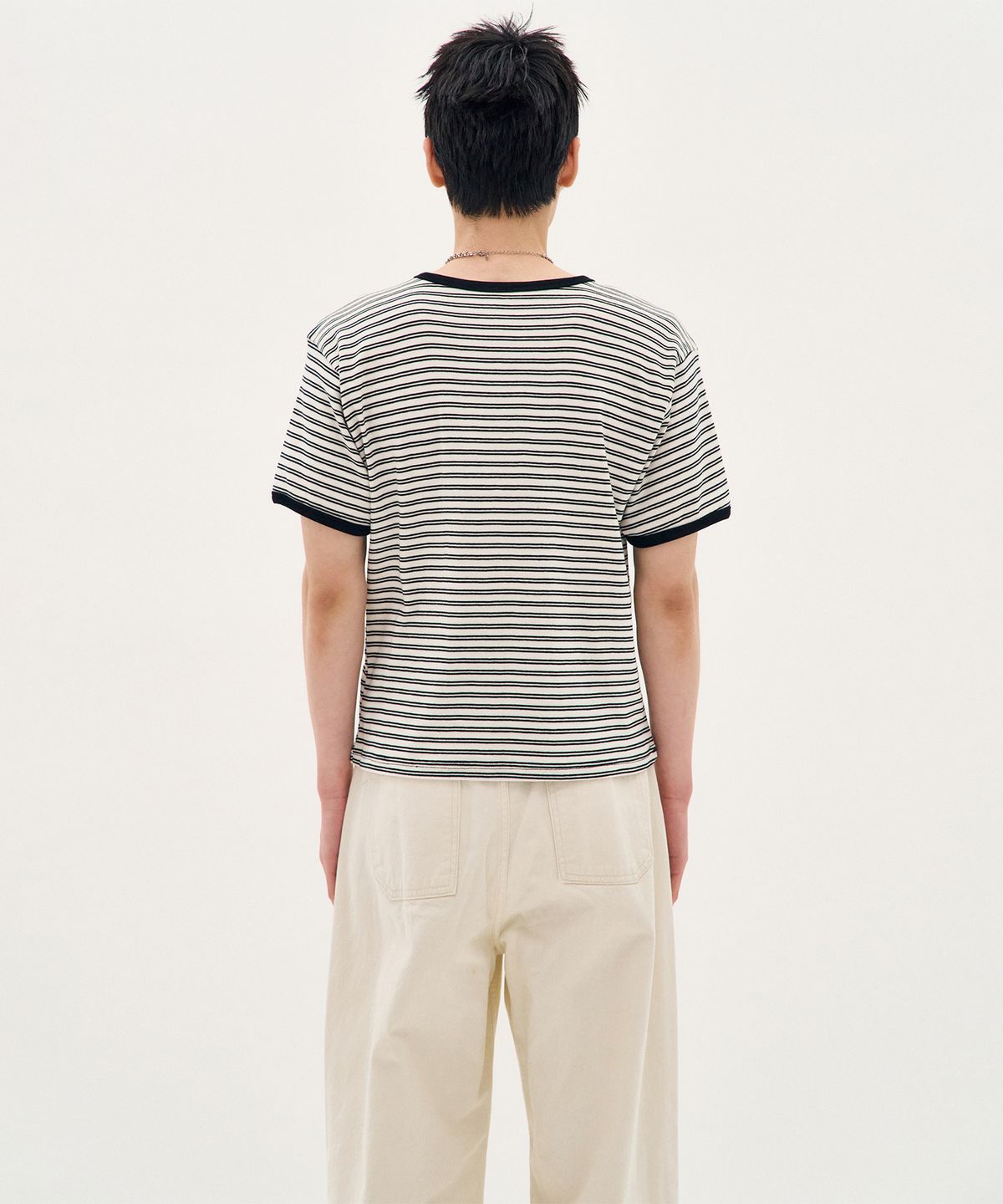 피알씨에스에스(PRCSS) Stripe Short-Sleeve Ringer Tee - Black