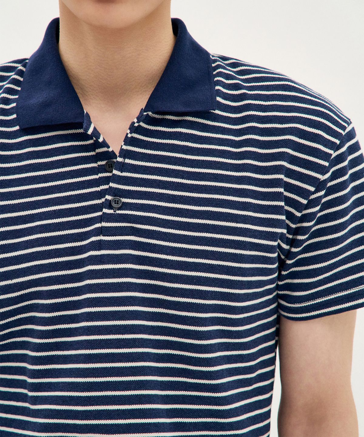 피알씨에스에스(PRCSS) Stripe PK Short-Sleeve - Navy