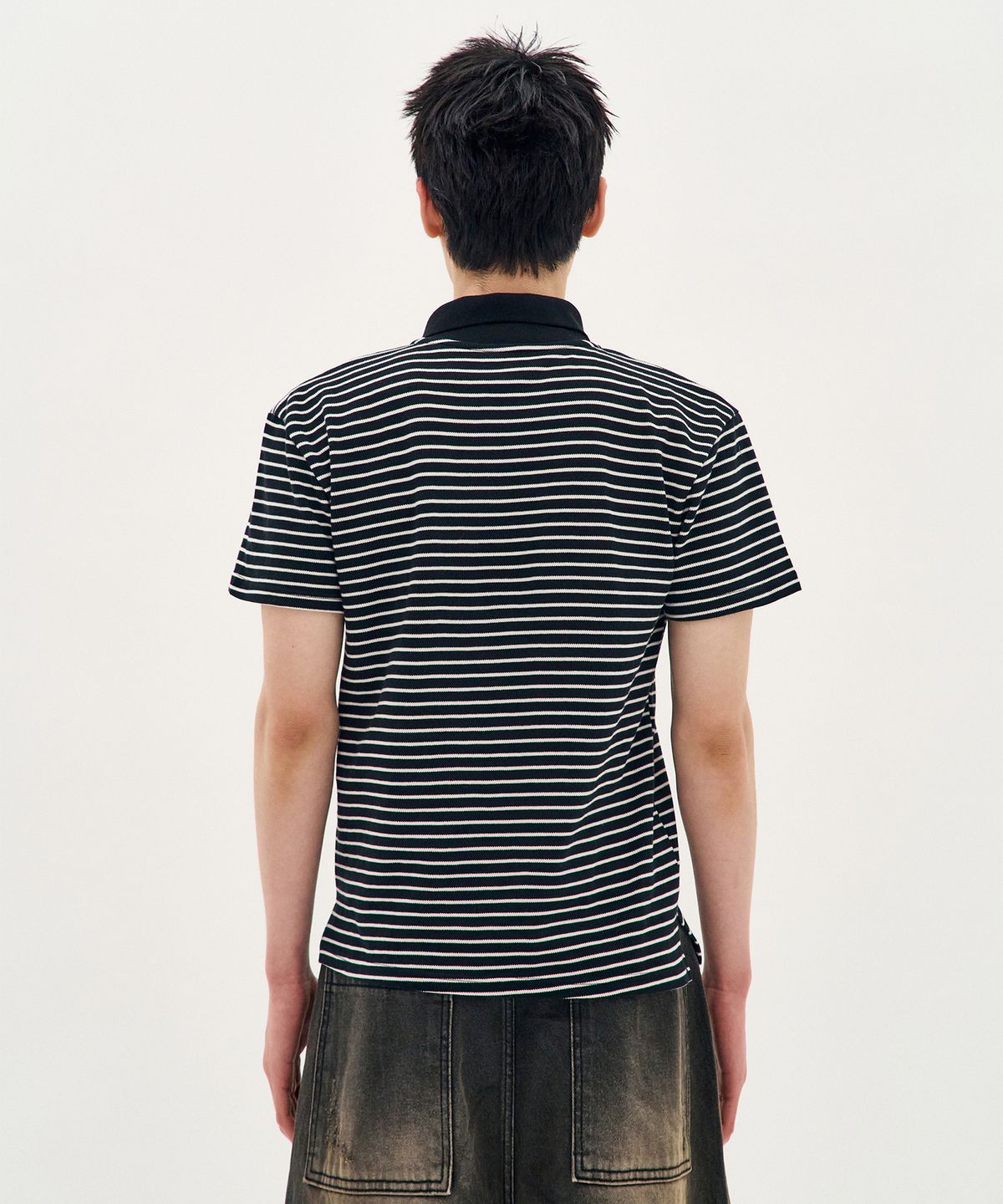 피알씨에스에스(PRCSS) Stripe PK Short-Sleeve - Black