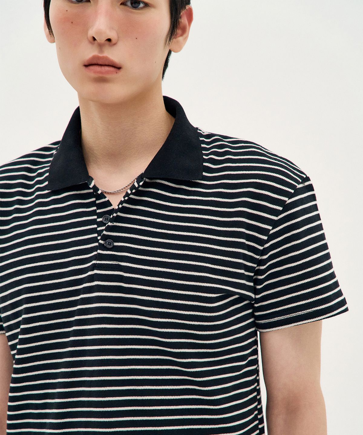 피알씨에스에스(PRCSS) Stripe PK Short-Sleeve - Black