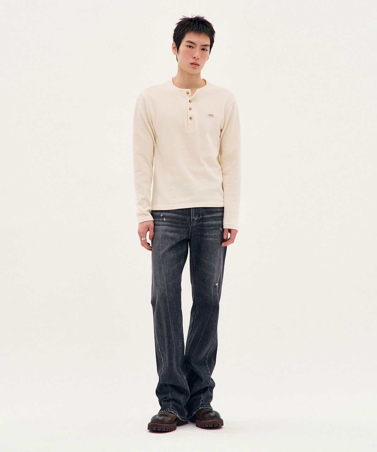 피알씨에스에스(PRCSS) Waffle Henley - Cream