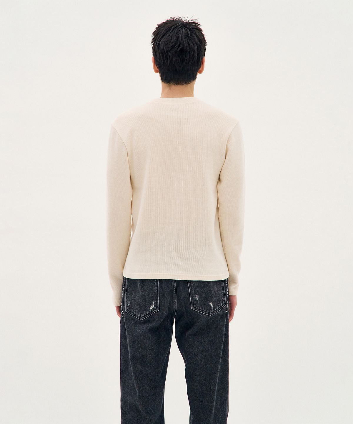 피알씨에스에스(PRCSS) Waffle Henley - Cream
