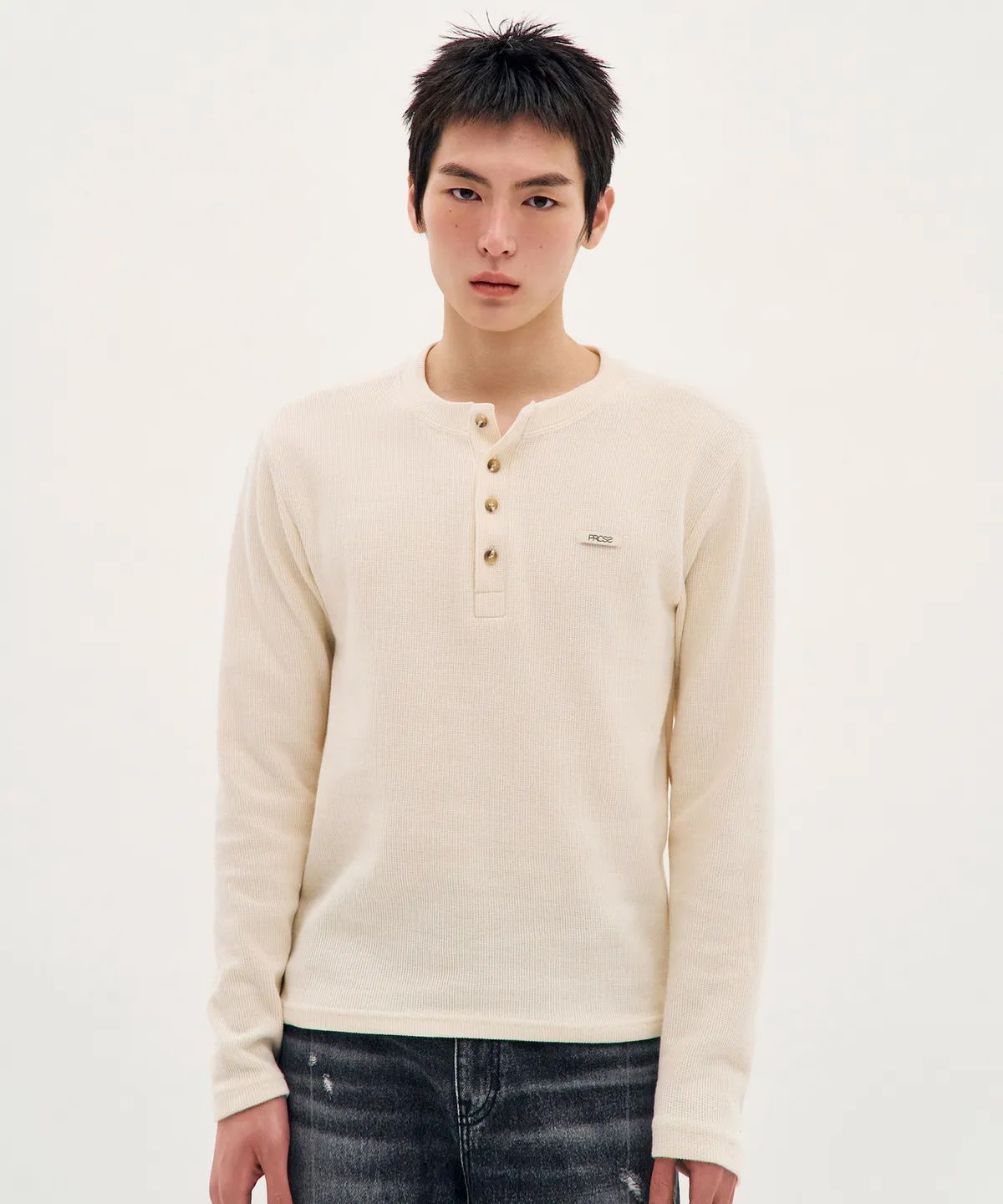 피알씨에스에스(PRCSS) Waffle Henley - Cream