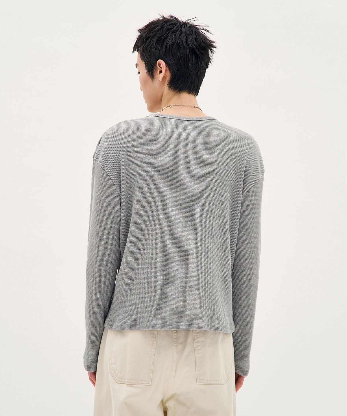 피알씨에스에스(PRCSS) Fine Jersey Henley - Grey