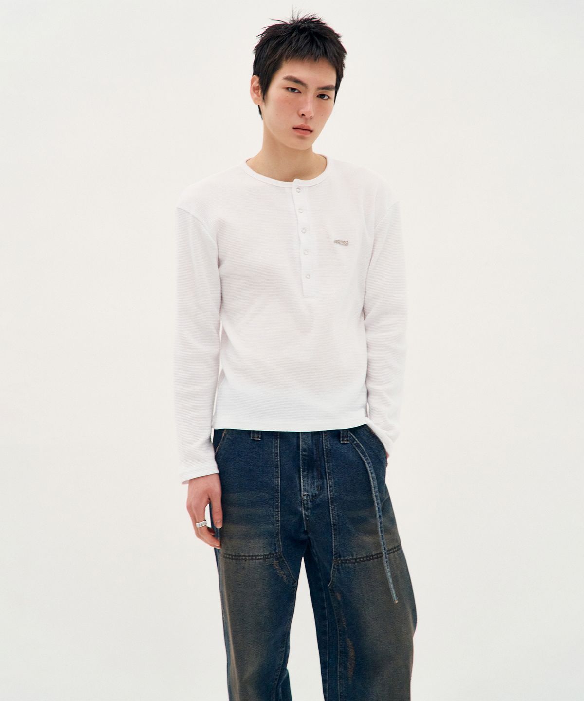 피알씨에스에스(PRCSS) Fine Jersey Henley - White
