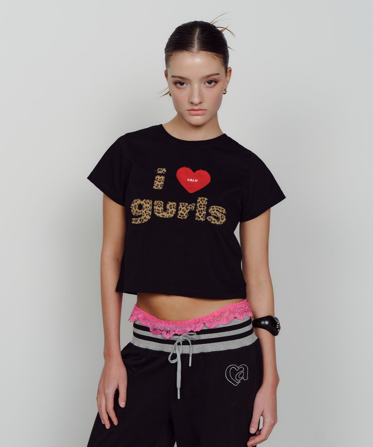 에즈이프 캘리(ASIF CALIE) VINTAGE LEOPARD GURLS T-SHIRT BLACK