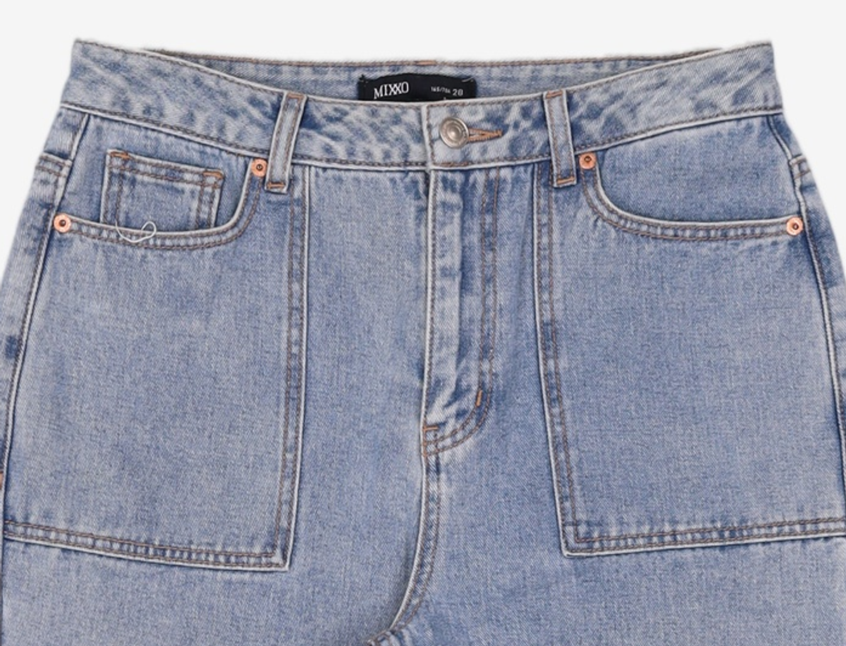미쏘(MIXXO) 슬릿 구제 아웃포켓 일자핏 데님 MIWTJD424J 28