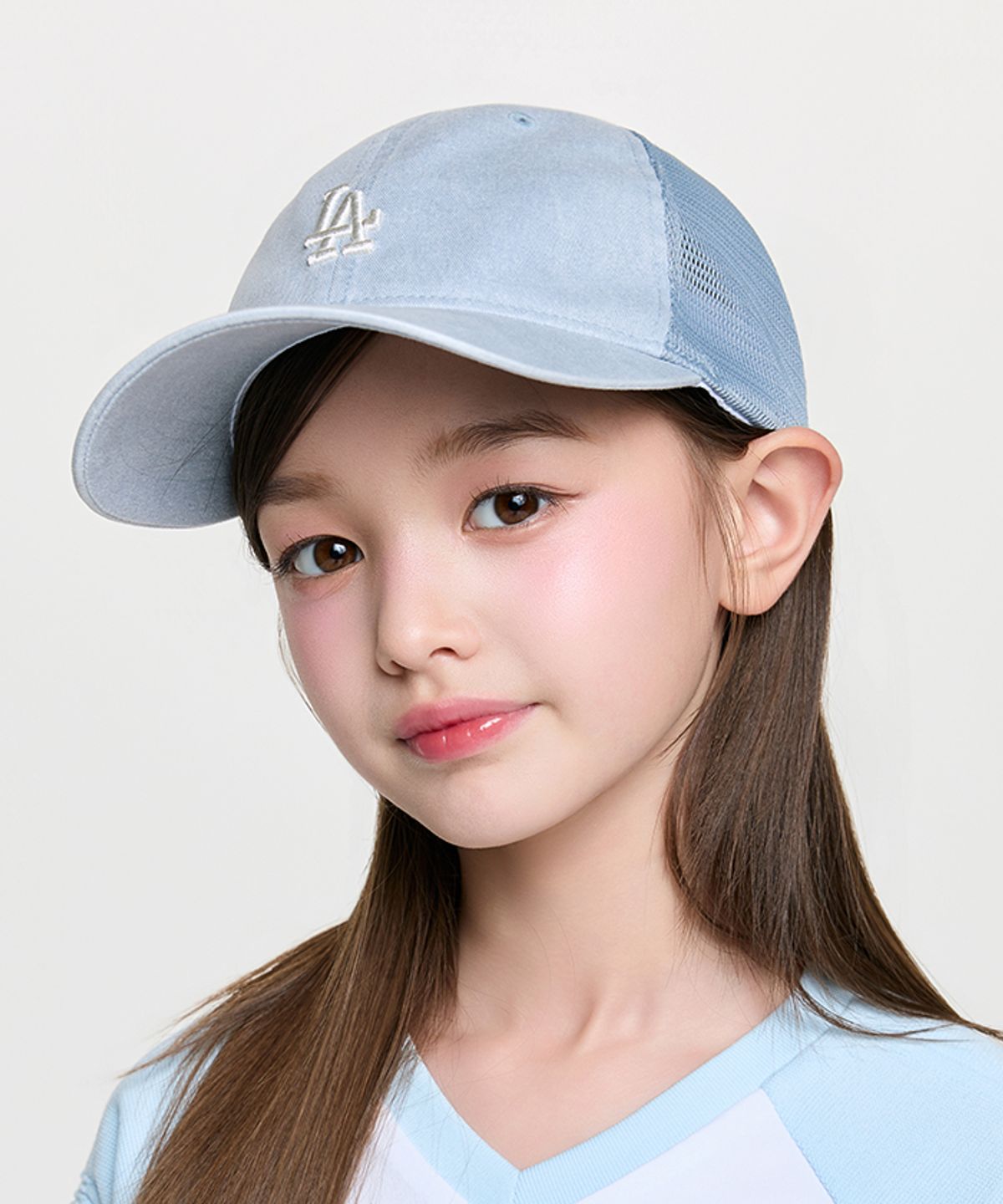 엠엘비 키즈(MLB KIDS) 피그먼트 워싱 메쉬캡 LA (Mg.Blue)