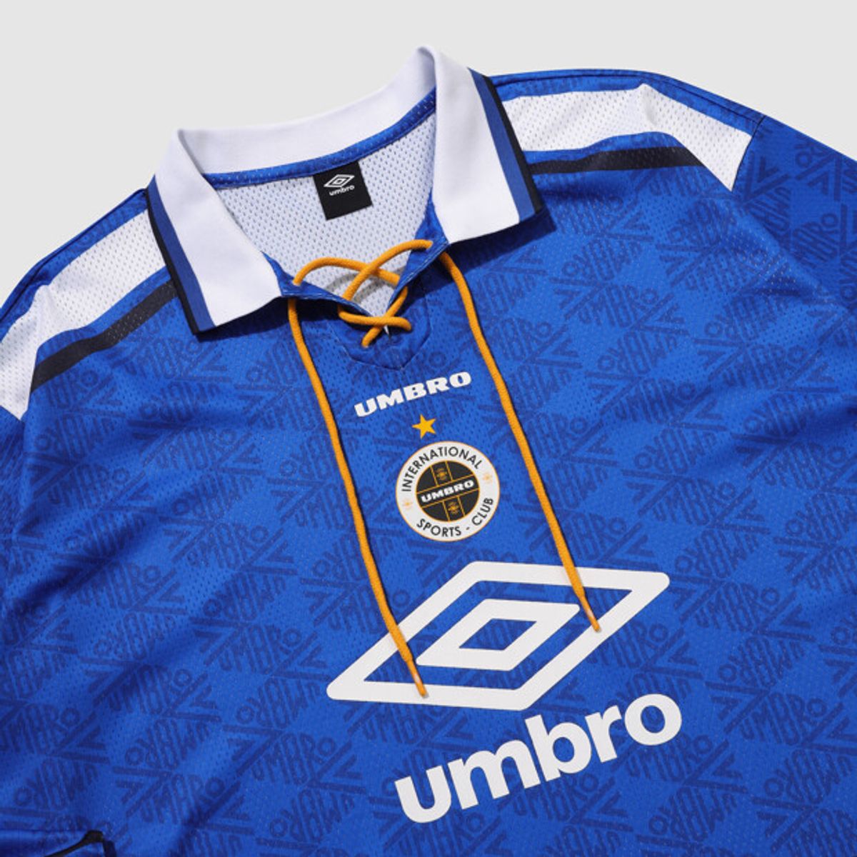엄브로(UMBRO) 레이스업 메쉬 긴팔 티셔츠 블루 UR121CRL32