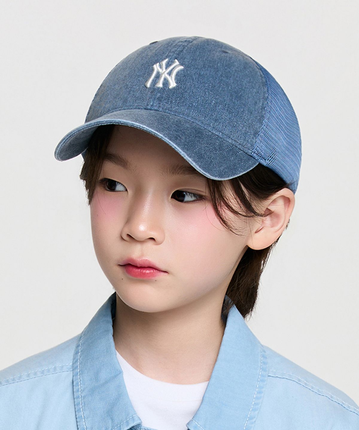 엠엘비 키즈(MLB KIDS) 피그먼트 워싱 메쉬캡 NY (Navy)