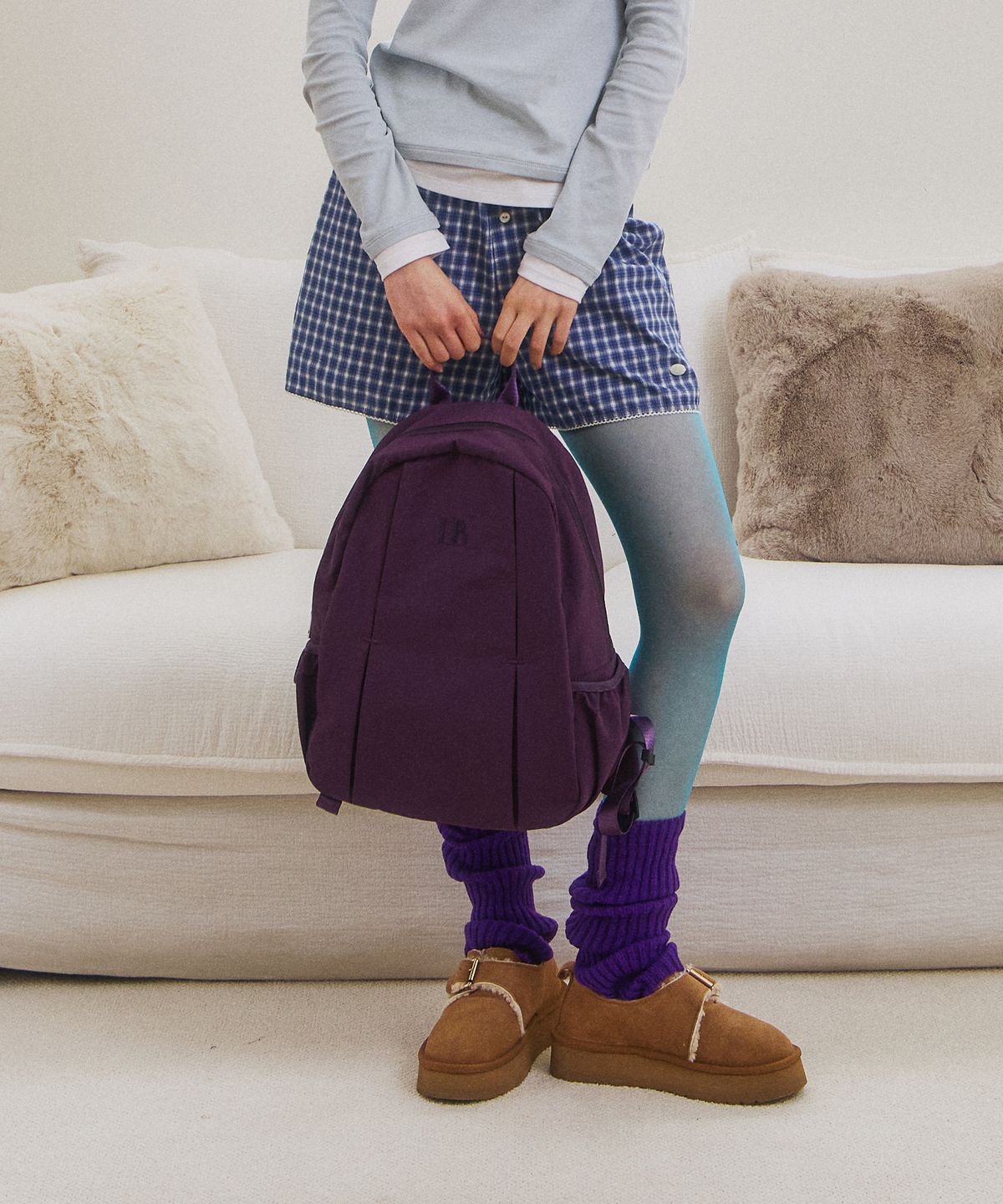 레니비(LeneeB) 라운드 슬릿 백팩 퍼플