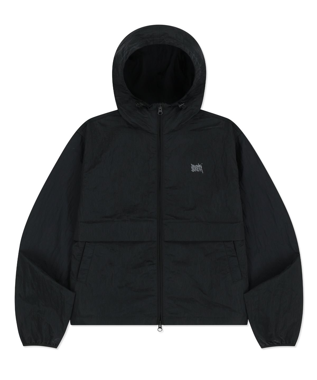 브라운브레스(BROWNBREATH) W TAG HIGH NECK HOODIE WINDBREAKER - BLACK