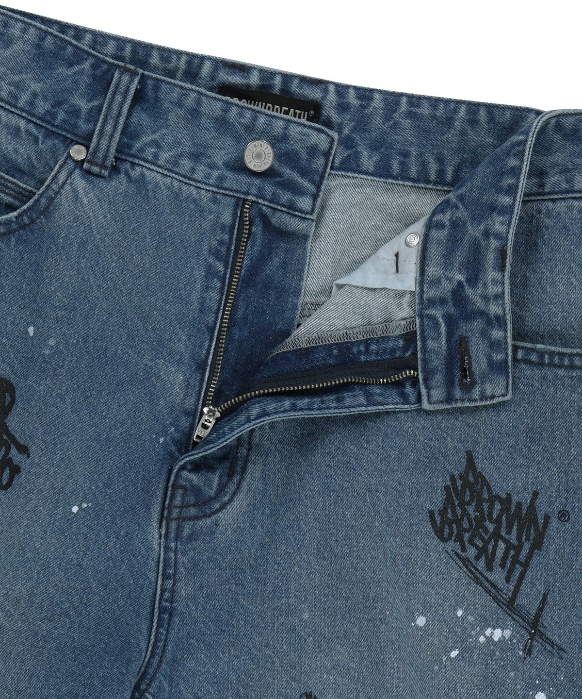 브라운브레스(BROWNBREATH) GRAFFITI PRINT DENIM PANTS - BLUE