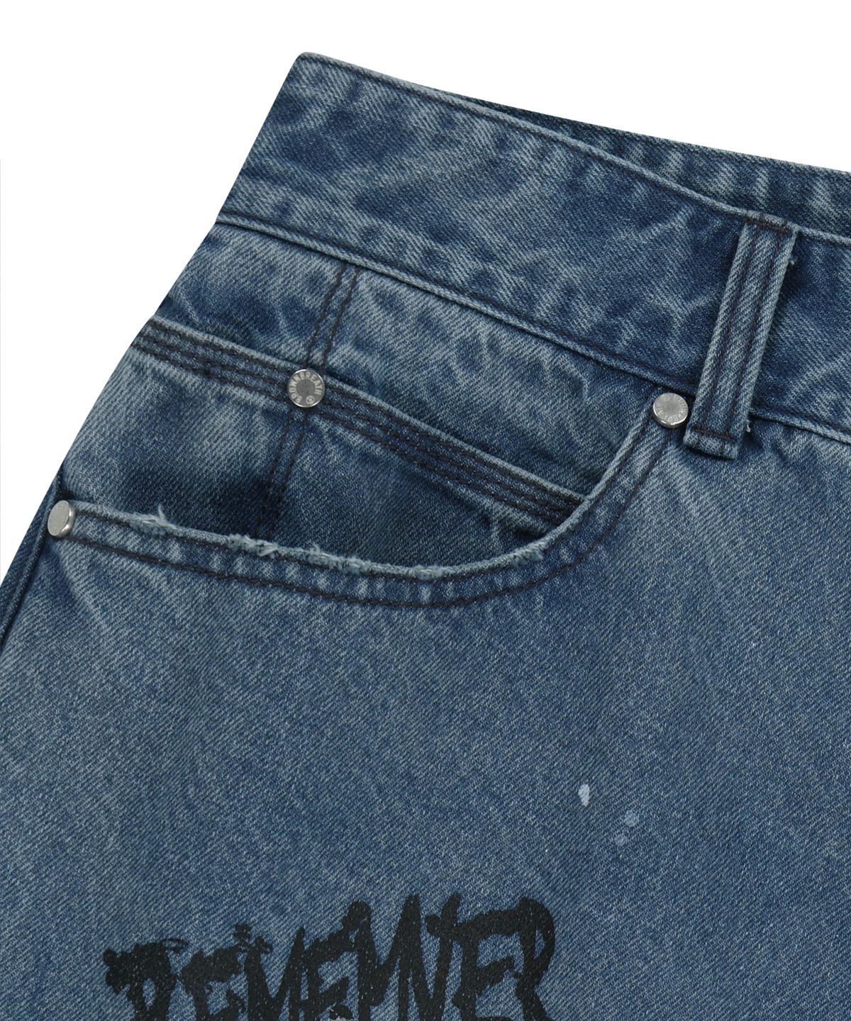 브라운브레스(BROWNBREATH) GRAFFITI PRINT DENIM PANTS - BLUE