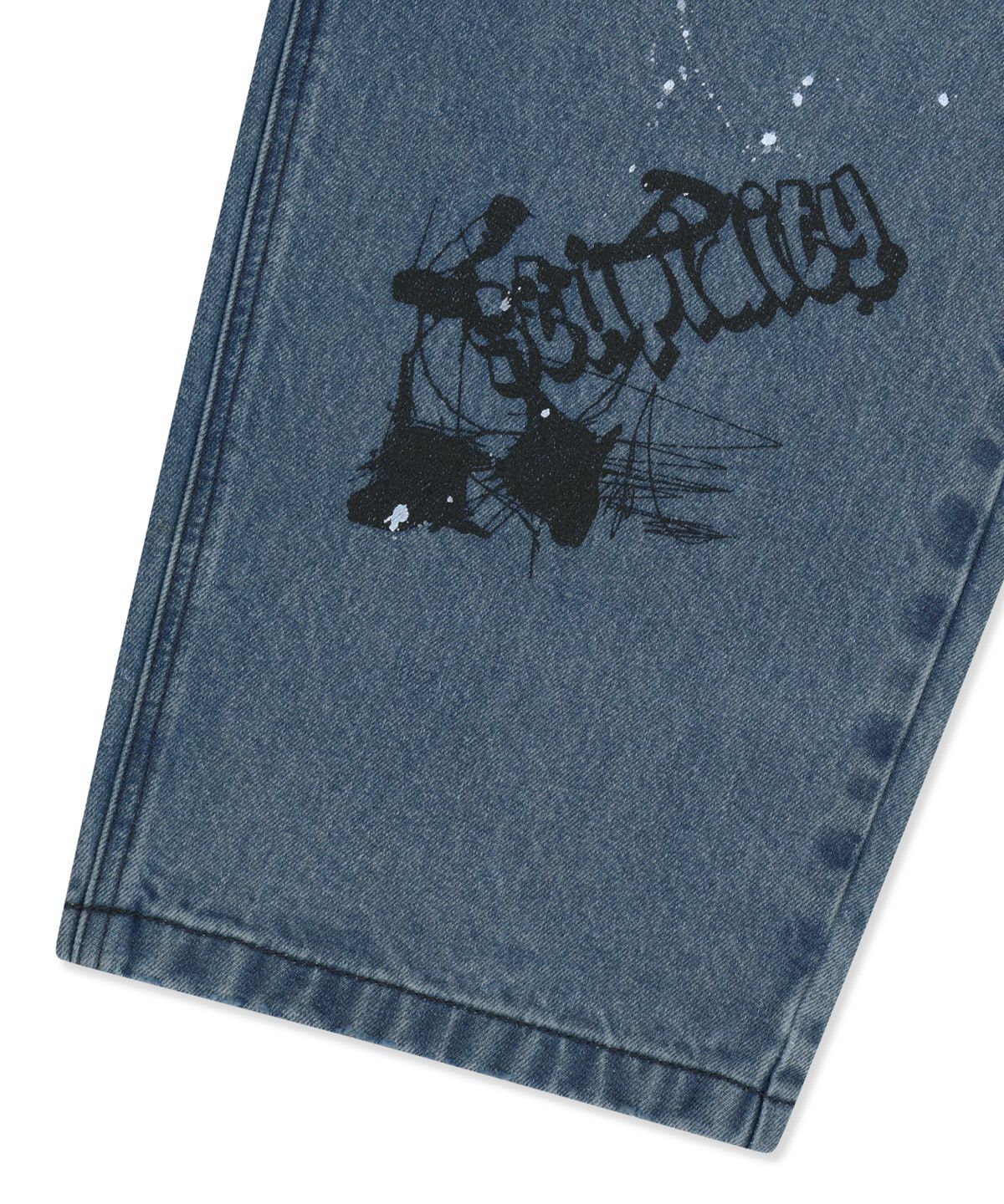 브라운브레스(BROWNBREATH) GRAFFITI PRINT DENIM PANTS - BLUE