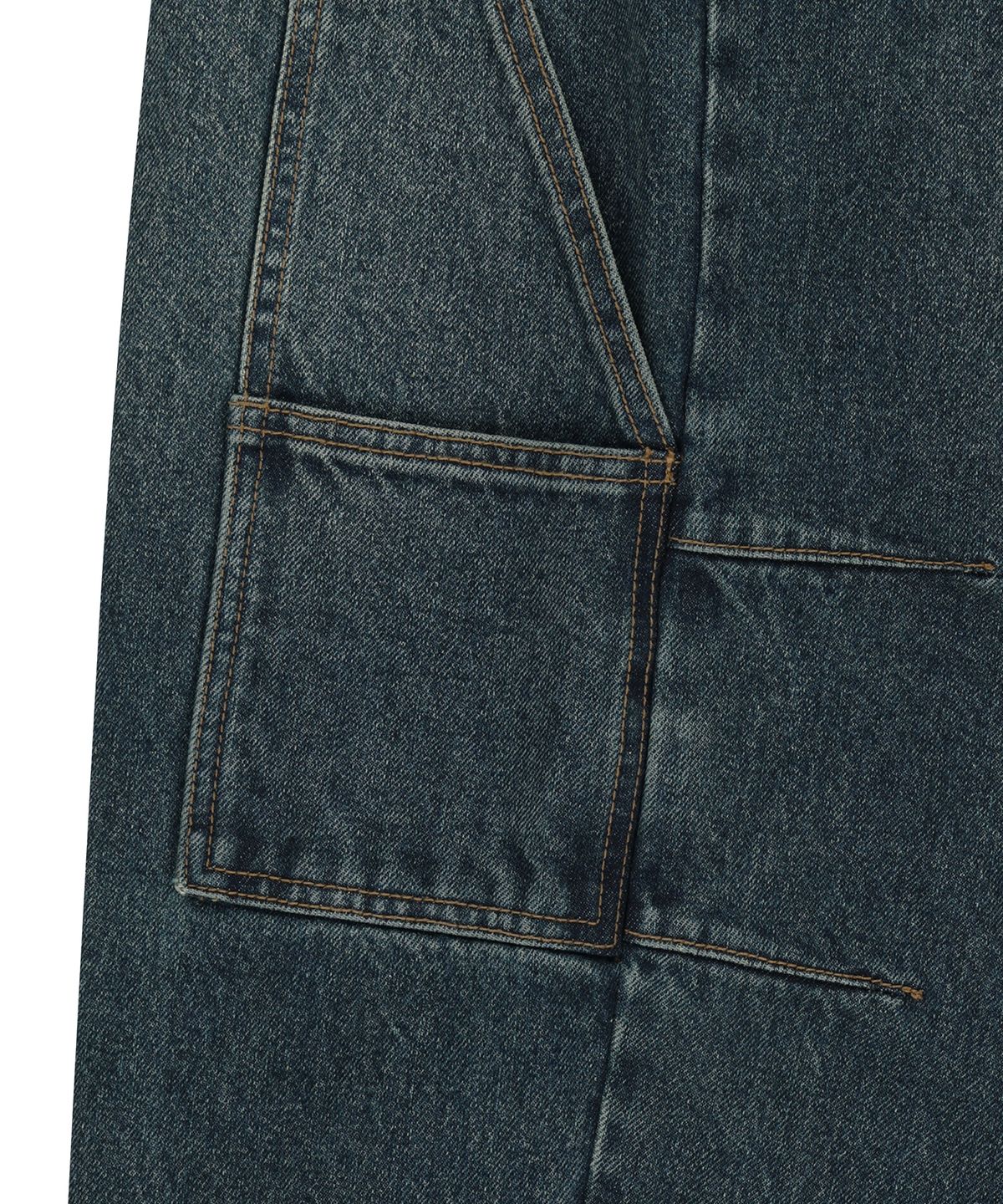 브라운브레스(BROWNBREATH) POCKET CARPENTER CURVED DENIM PANTS - BLUE