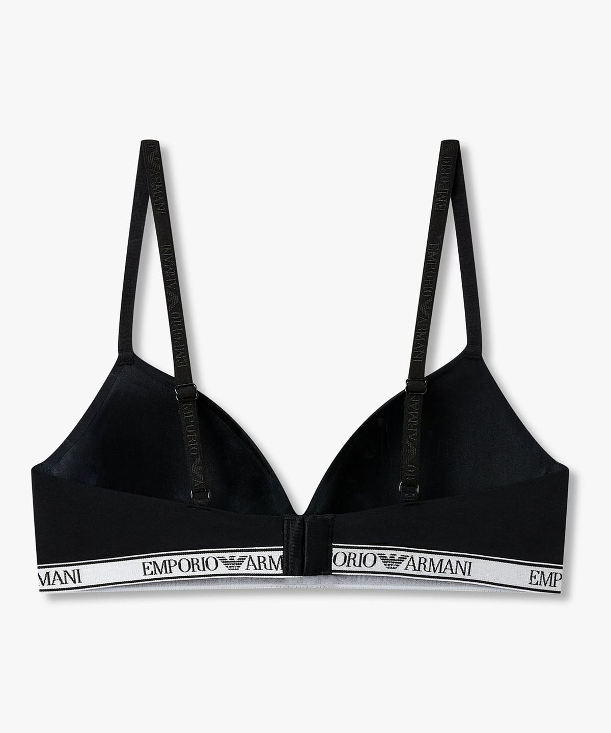 엠포리오 아르마니 언더웨어(EMPORIO ARMANI UNDERWEAR) 여성 글로시 나일론 패디드 트라이앵글 브라_블랙_0826181513