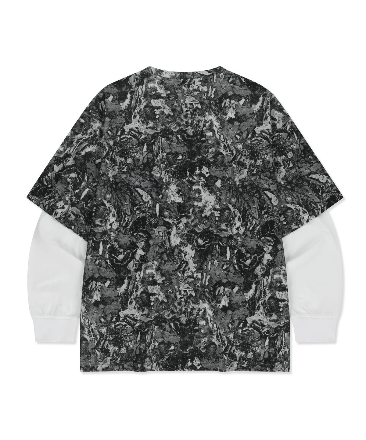 브라운브레스(BROWNBREATH) EARTH PATTERN LAYERED TEE - GREY