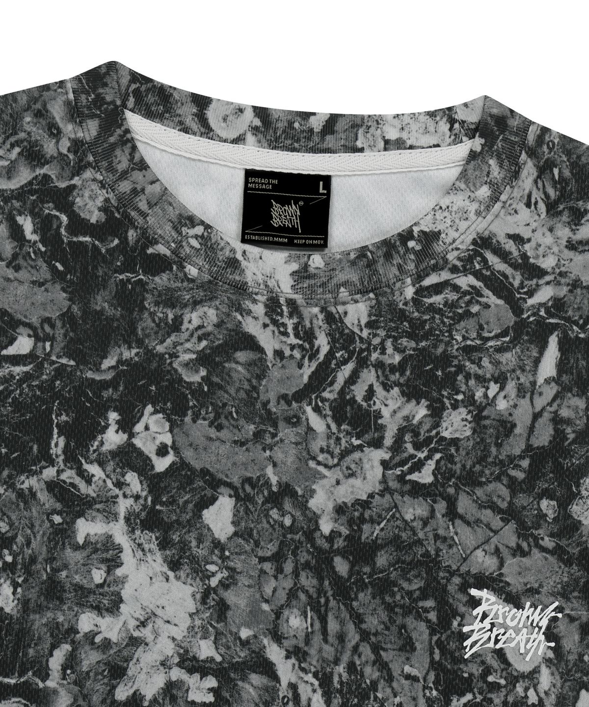 브라운브레스(BROWNBREATH) EARTH PATTERN LAYERED TEE - GREY