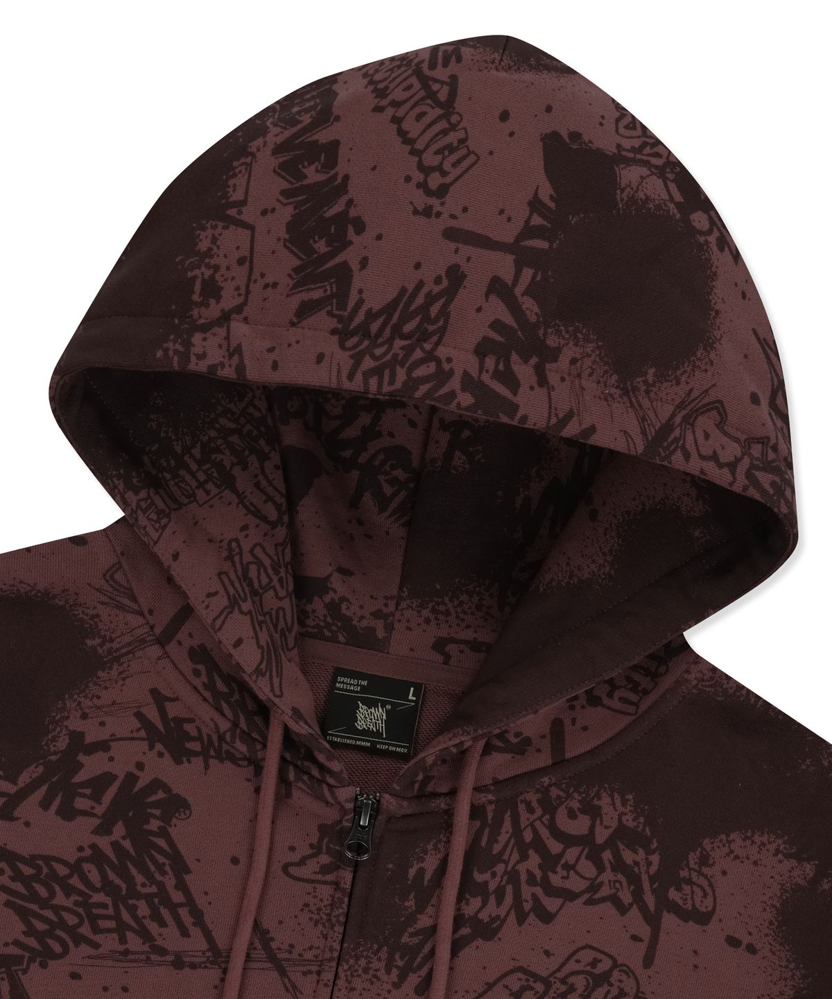 브라운브레스(BROWNBREATH) GRAFFITI HOOD ZIP UP - BURGUNDY